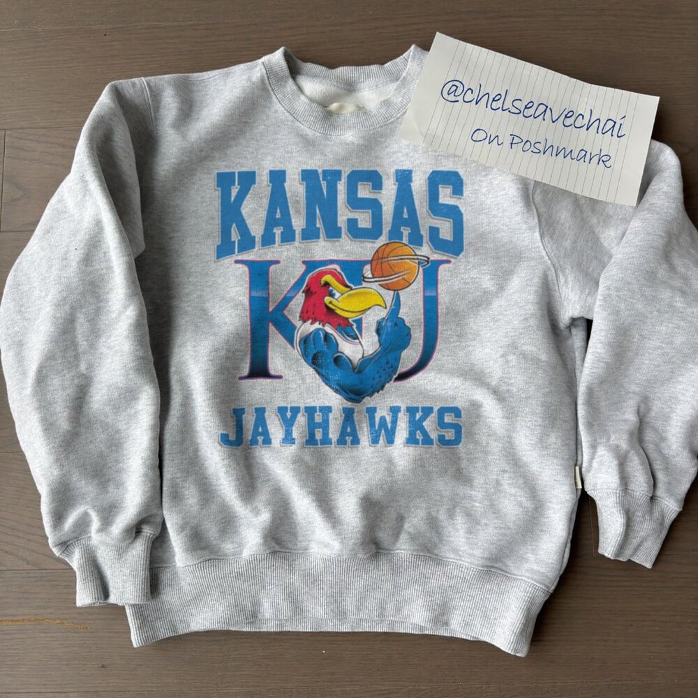 90s Vintage Kansas Jayhawks KU Basketball Crewneck Sweatshirt, Retro NCAA Shirt